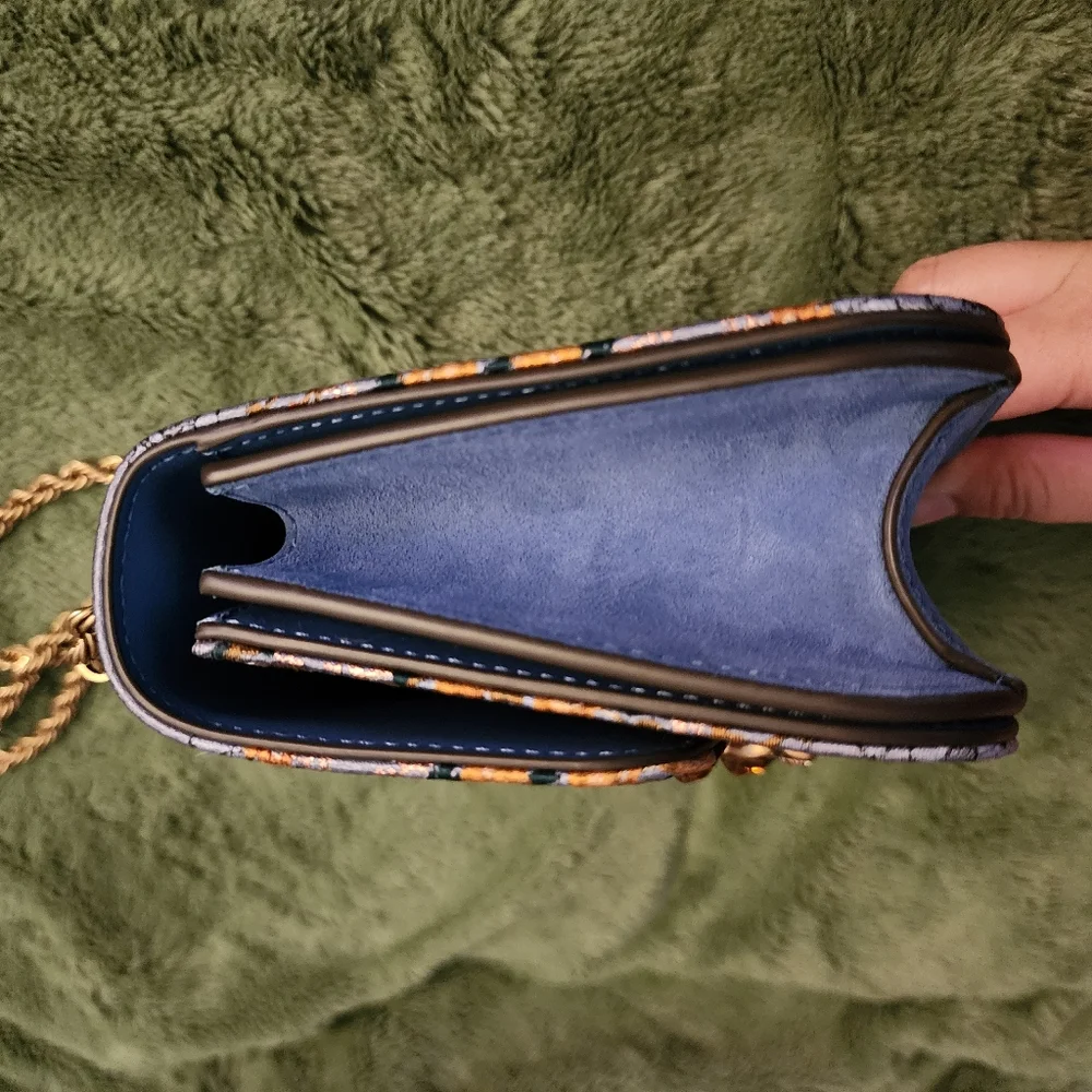 Tory Burch Eleanor Sea Frost Brocade shoulder bag crossbody blue